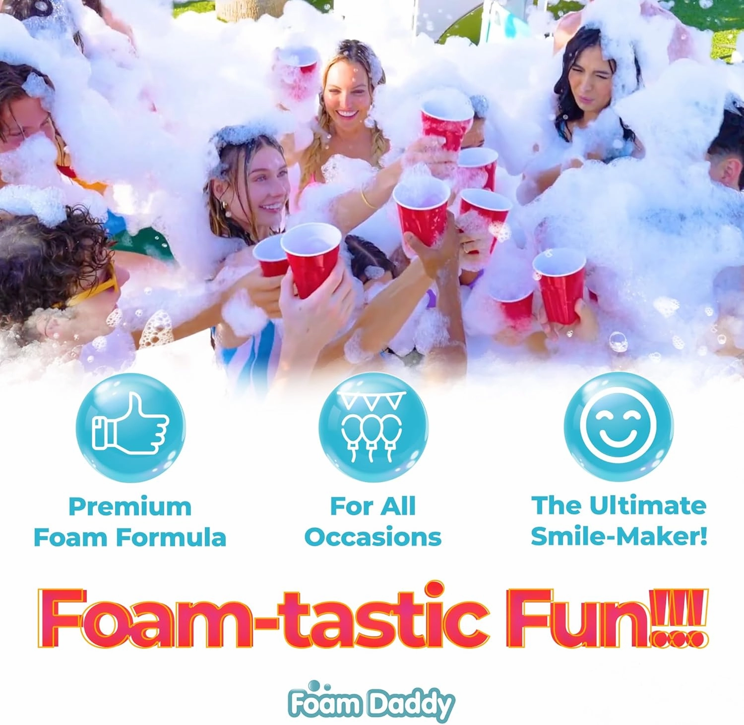 FoamDaddy Professional Strength Ultra-Concentrated Gel – Makes 300-400 Gallons of Foam Party Fun – High Stacking, Hypoallergenic – Designed for Any Foam Machine – 1 Gallon