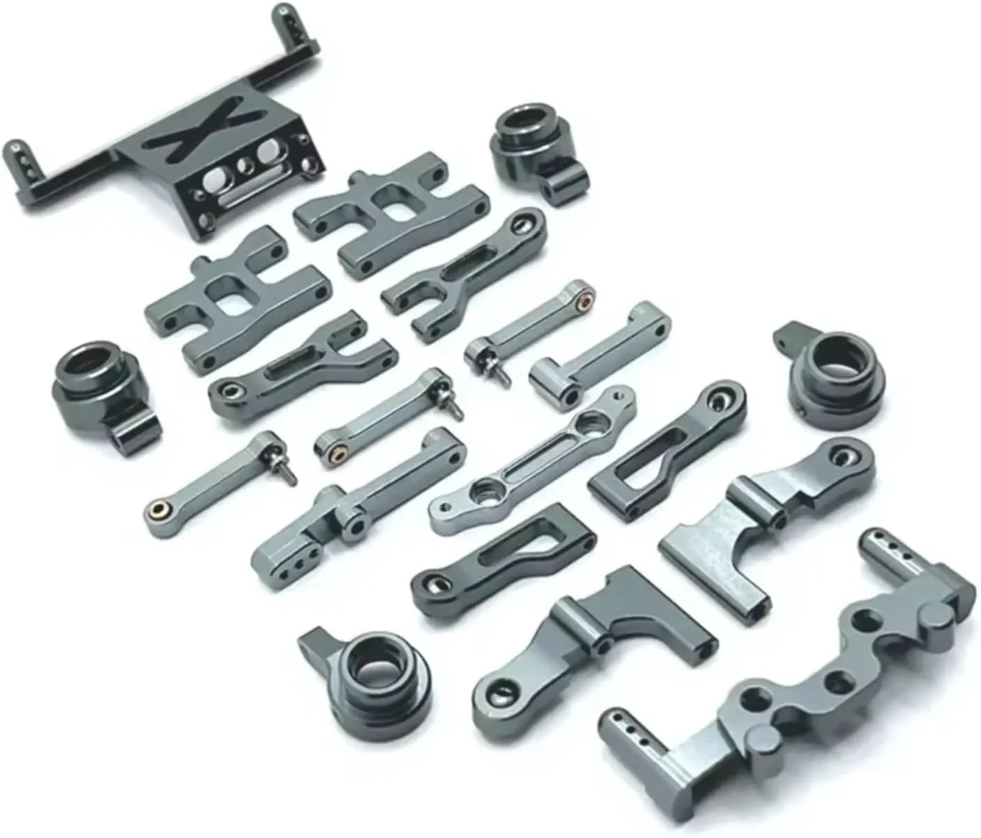 for MN MN38 1/16 Metal Upgrade for Swing Arm Steering Cup Vulnerable Parts Set RC Car Tracked Vehicle Parts Upgrade and Replacement RC Car DIY Parts(Gray)