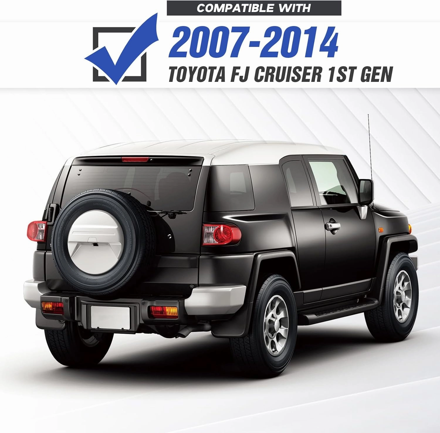 for FJ Cruiser Rear Bumper Compatible with 2007 2008 2009 2010 2011 2012 2013 2014 Toyota FJ Cruiser 1st Gen, Off-Road Bumper with Tow Hitch Plate, 2 x 18W LED Lights & D-rings, Textured Black