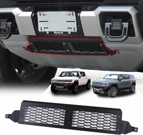 for Hummer EV Accessories Front Grill Air Intake Protective Cover for Hummer EV SUV Pickup Truck Front Bumper Radiator Guards Grille Center Air Vent Lower Guard Trim (Aluminum Alloy Style)