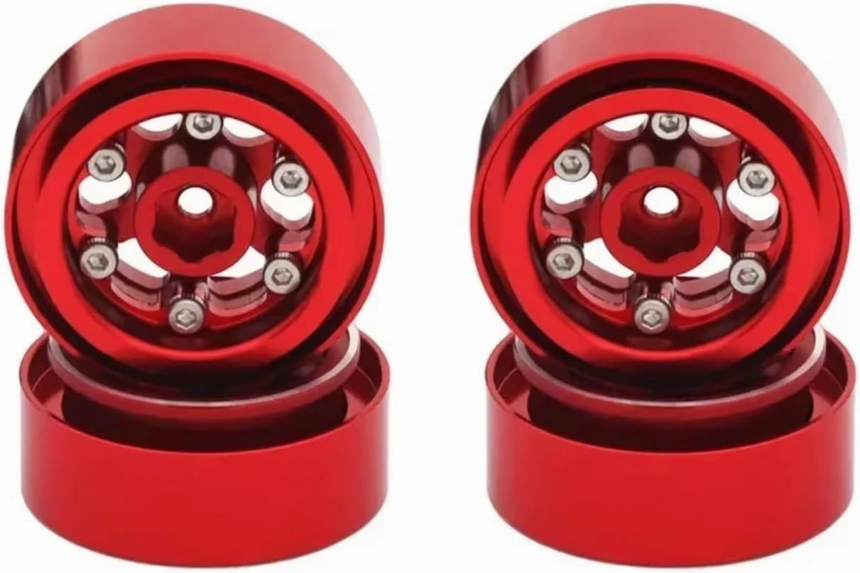 for Traxxas for TRX4M 1/18 Aluminum Wheel Rims RC Crawler Car for Racing Upgrades Parts Accessories RC Car Upgrade Part(Red)