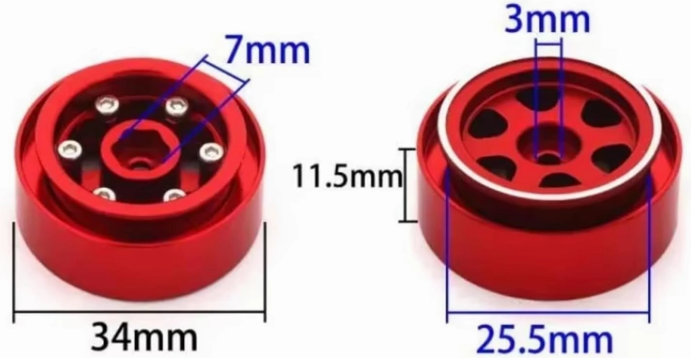 for Traxxas for TRX4M 1/18 Aluminum Wheel Rims RC Crawler Car for Racing Upgrades Parts Accessories RC Car Upgrade Part(Red)