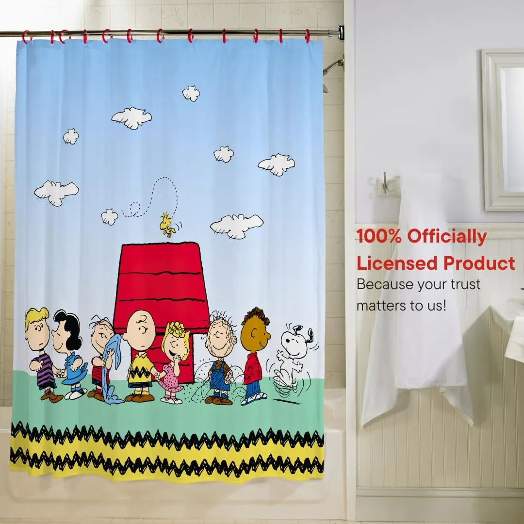Franco Peanuts 13 Piece Shower Curtain and Ring Set, (100% Officially Licensed Product)