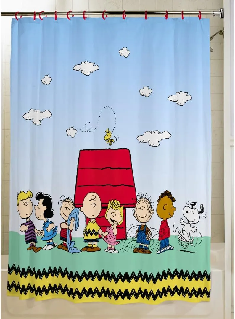 Franco Peanuts 13 Piece Shower Curtain and Ring Set, (100% Officially Licensed Product)