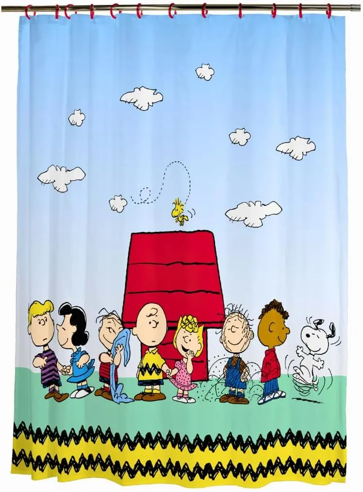Franco Peanuts 13 Piece Shower Curtain and Ring Set, (100% Officially Licensed Product)