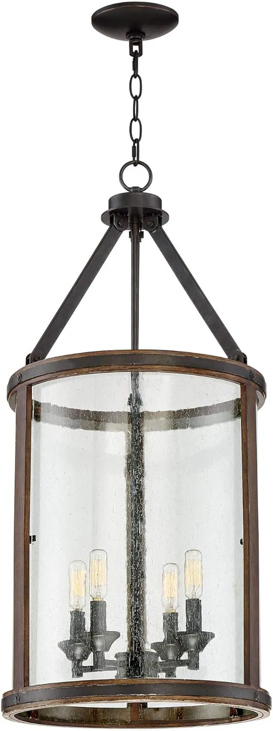 Franklin Iron Works Gorham Iron Gray Pendant Chandelier Lighting 16" Wide Farmhouse Industrial Rustic Clear Glass Shade 4-Light Fixture for Dining Room Living House Foyer Kitchen Island Entryway