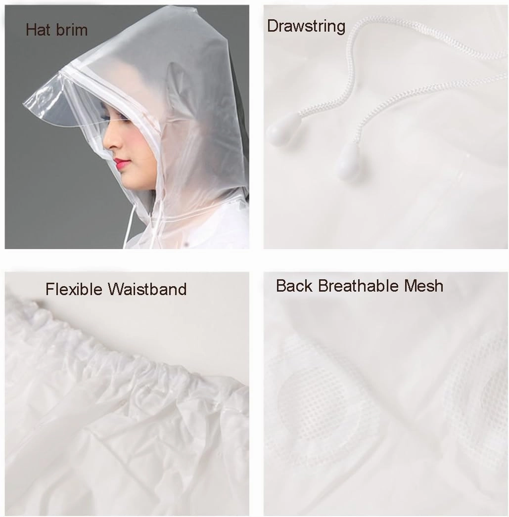 Freesmily Reusable Transparent Women Men Waterproof Raincoat Rain Suit Jacket Pants Set with Hood for Hiking Drifting