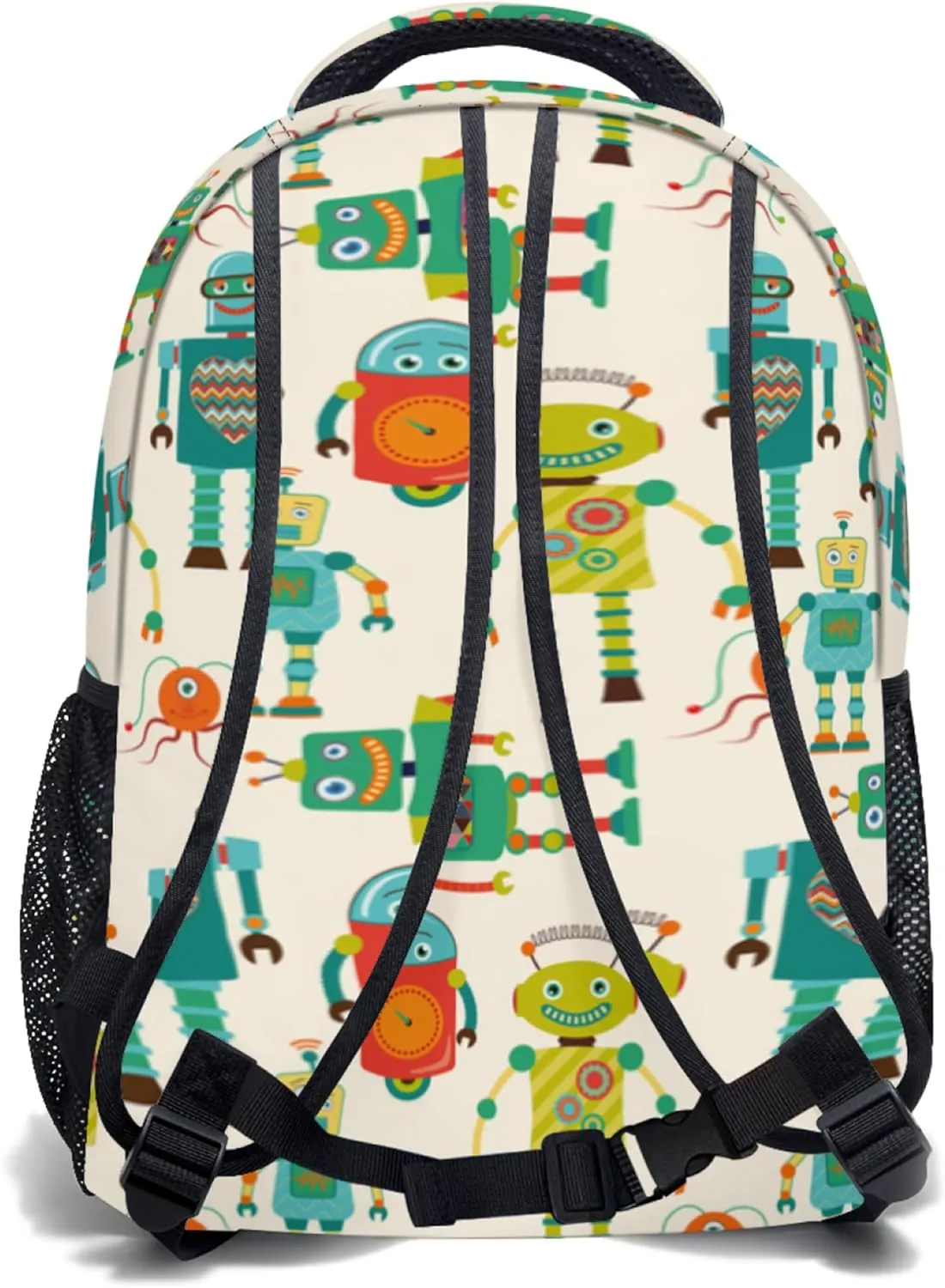 Fun Robot Print Ergonomics Backpack Waterproof Lightweight Travel Bags Casual Daypacks Notebook Laptop 17 Inch
