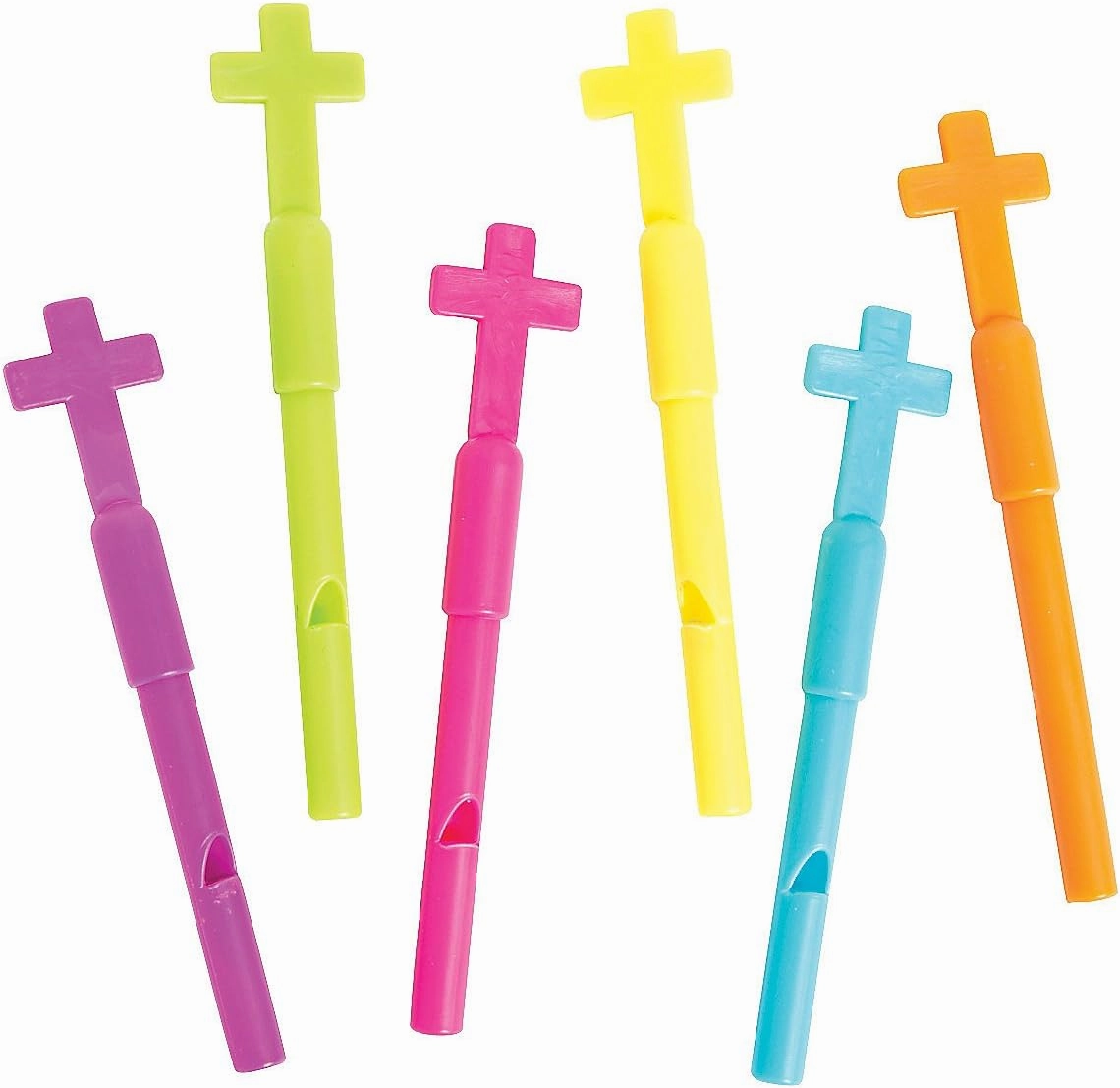 Fun Express Religious Cross Whistles & Noisemakers Set – Vibrant Kazoos – Parties Events Religious Celebrations & Church Functions – Perfect for Fun Gatherings Weddings and More – 72 Pieces