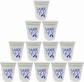 Funky Junque Girls Weekend Lake Cups with Fun Lake Sayings, 16 Oz Durable Plastic, Dishwasher Safe - 12 Lake Life Cups (White)