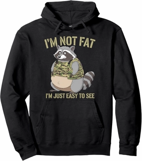 Funny Raccoon Chubby Animal Humor Cozy Lazy Pullover Hoodie