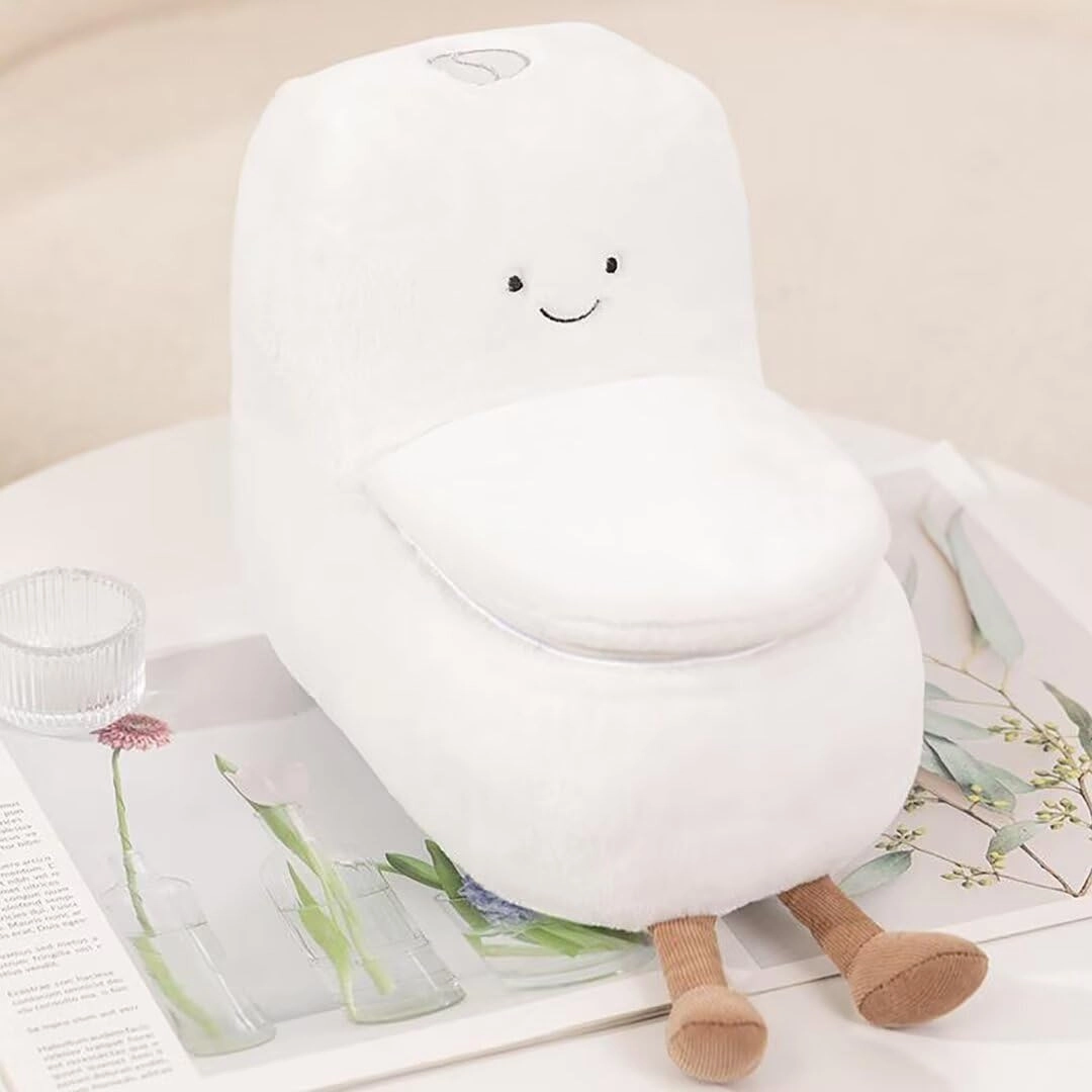 Funny Toilet Bowl Plush Toy, Soft Toilet Bowl Shaped Pillow for Couch, Novelty Stuffed Plush Pillow Fun Gift for Kids, Boys,Girls