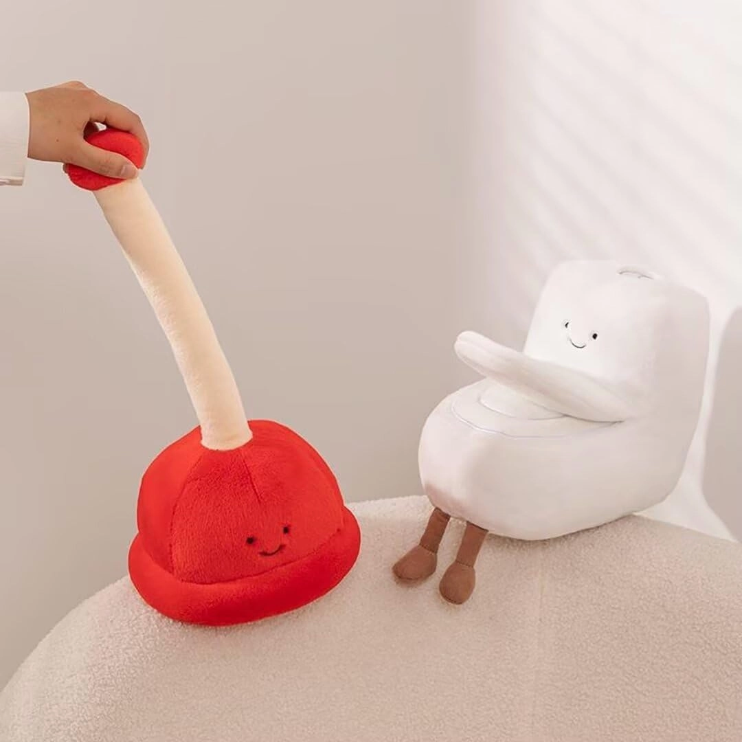 Funny Toilet Bowl Plush Toy, Soft Toilet Bowl Shaped Pillow for Couch, Novelty Stuffed Plush Pillow Fun Gift for Kids, Boys,Girls