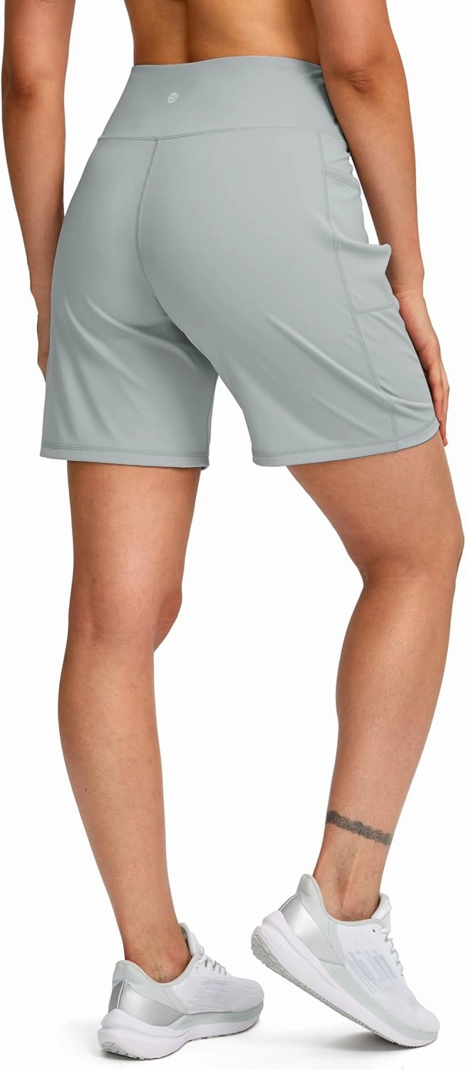 G Gradual Women's 7'' Athletic Long Shorts with Pockets High Waisted Stretch Bermuda Shorts for Women Walking Workout Casual