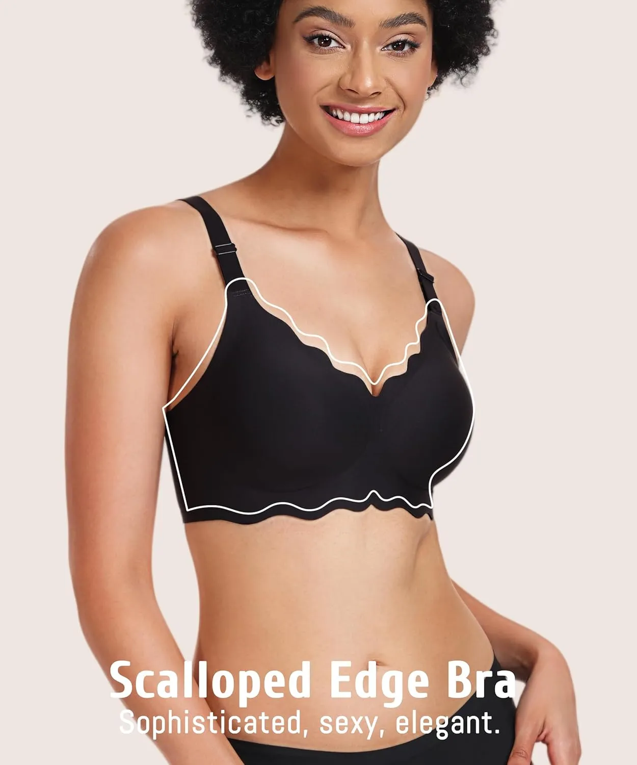Gailife Scalloped Womens Bras No Underwire Wireless Seamless Bra Push Up Bralette Full Coverage Comfort Raceback Everyday Bra