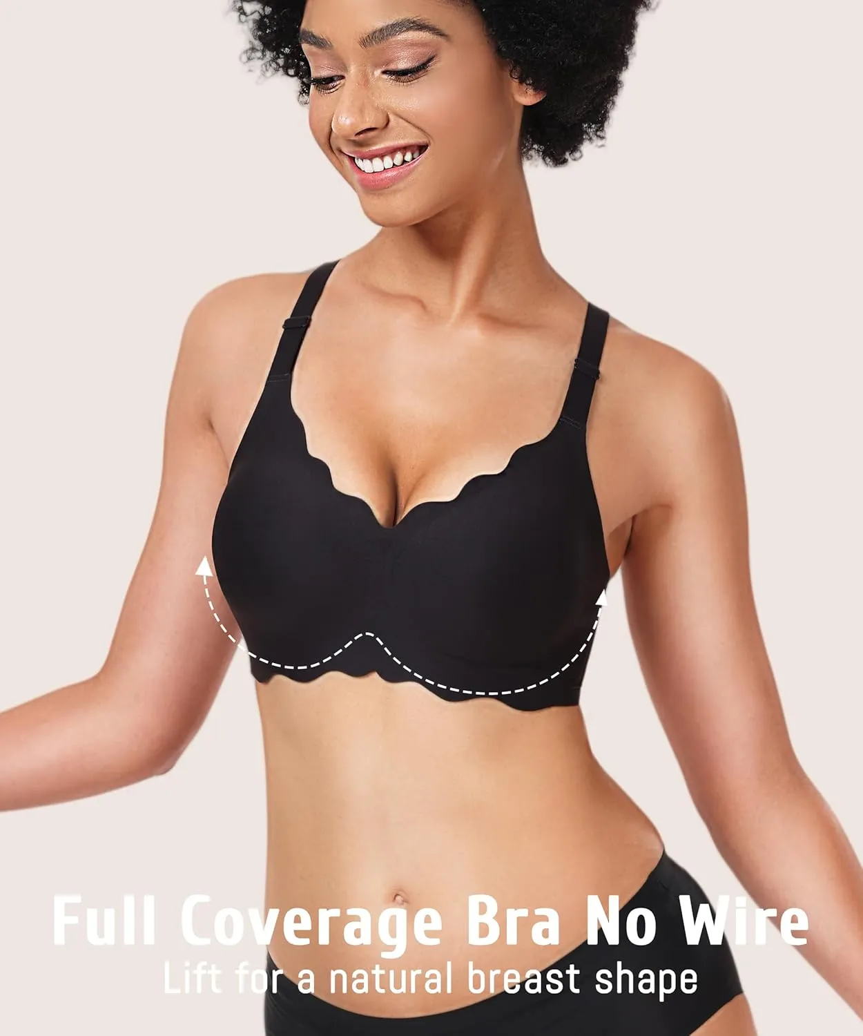 Gailife Scalloped Womens Bras No Underwire Wireless Seamless Bra Push Up Bralette Full Coverage Comfort Raceback Everyday Bra