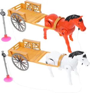 Garneck Electric Toy Horses Boys and Girls Montessori Toy Horse Cart White for Boys Girls Random