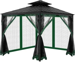Gazebo Universal Replacement Mosquito Netting, 10'x10' Gazebo Netting Outdoor, 4-Panel Screen Walls for Outdoor Patio with Zipper (Mosquito Net Only) (Green)