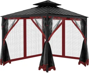Gazebo Universal Replacement Mosquito Netting, 10'x10' Gazebo Netting Outdoor, 4-Panel Screen Walls for Outdoor Patio with Zipper (Mosquito Net Only) (Red)