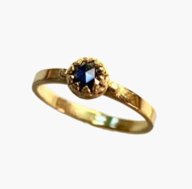 Gemstone Plain Band 18K Gold Stacking Ring - DIAMONDS