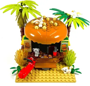 General Jim's Paradise Burger Modular Building Blocks Set | Intricate and Colorful Burger in Paradise Brick Building Experience
