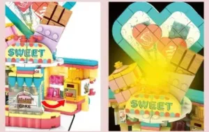 General Jim's Sweet Shop Fun and Colorful 334 Piece Modular Building Blocks Brick Playset or Model or Decoration Comes with Light Kit Fun for Teens and Adults