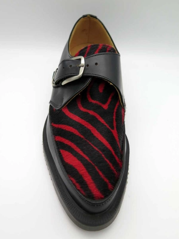 George Cox 13065 M/G Monk Black Leather / Red Zebra
