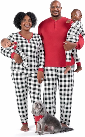 Gerber Baby Holiday Family Matching Pajamas, Black/Red Buffalo Check, Large
