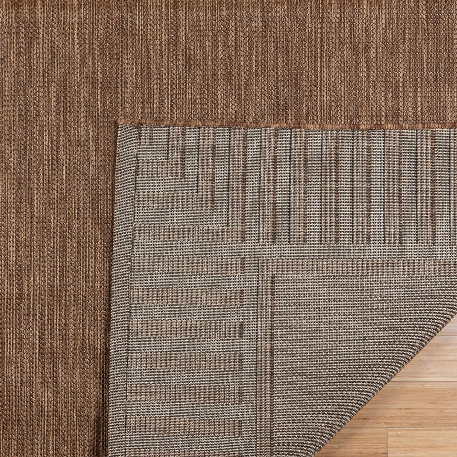Gertmenian Indoor/Outdoor Flatweave Rug - 2x6 Runner, Stain & UV Resistant, Quick-Drying, Ideal for Deck, Patio, Poolside, Mudroom - Klano Striped Havana, Black, 28000