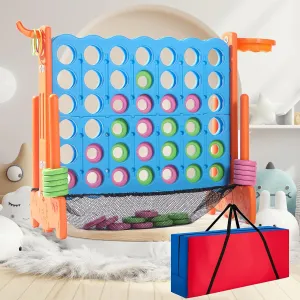 Giant 4 Row Game with Carrying Bag and Mesh Fabric .Giant 4-to-Score Game Set Suitable for Indoor and Outdoor Holiday Parties and Family Gatherings.（Orange）