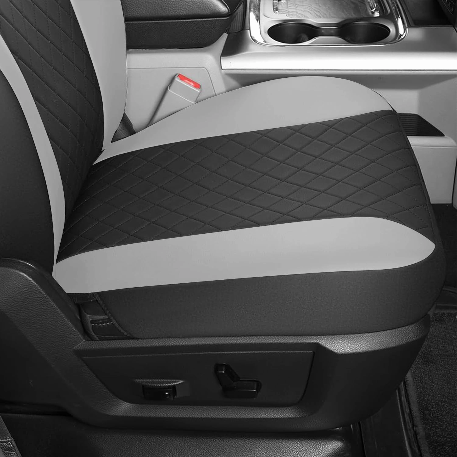 GIANT PANDA 2-Pack Front Car Seat Cover for Ram, Leather Bucket Seat Covers Custom Fit Dodge Ram 1500 2500 3500 Trucks,Luxury Seat Protectors (Black   Grey/Gray)
