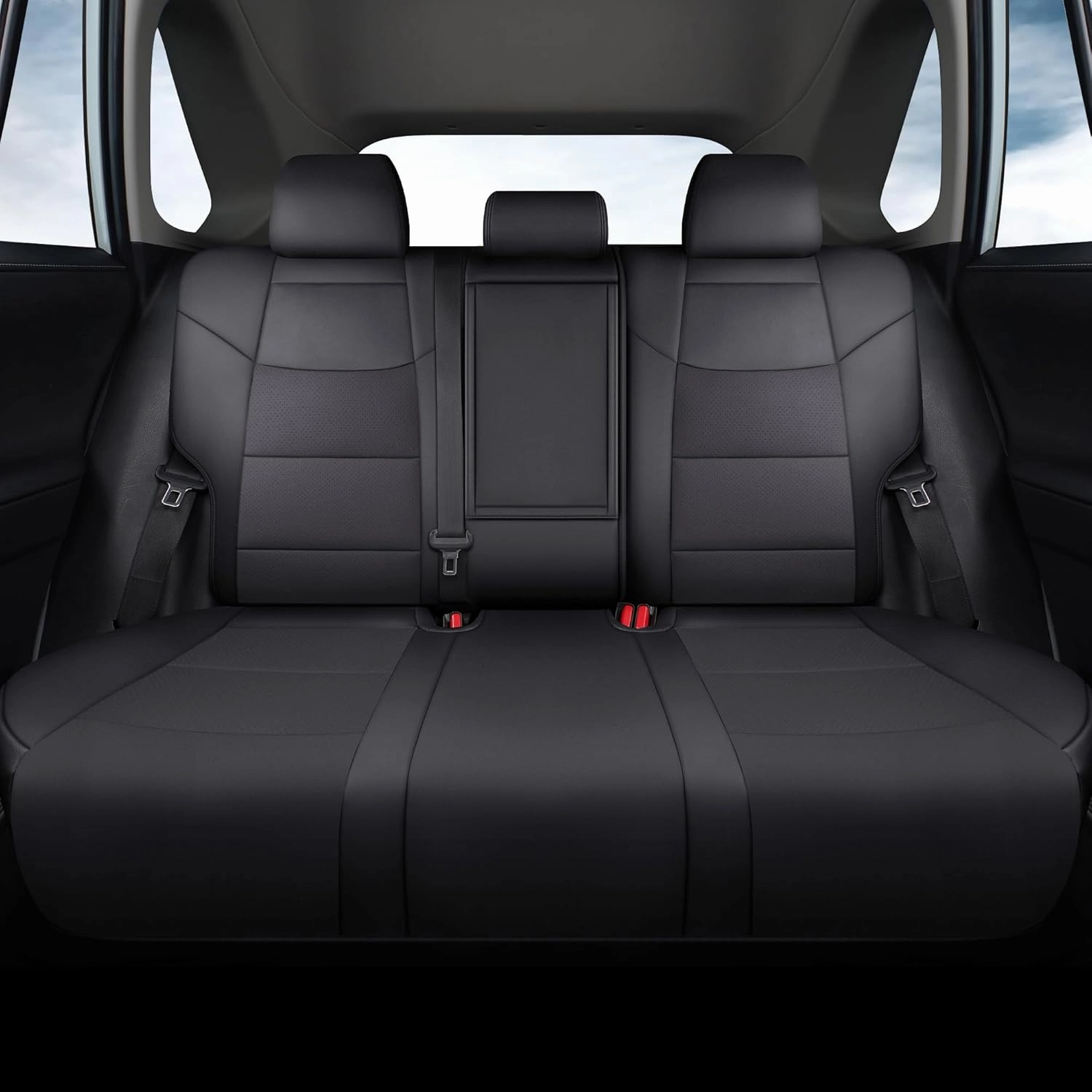 GIANT PANDA Customized Full Set Car Seat Covers Fit for Toyota RAV4 LE, XLE, XLE Premium, Limited,2019 2020 2021 2022 2023 2024 2025 Faux Leather - (Non-Hybrid & Adv,TRD-Off Black)
