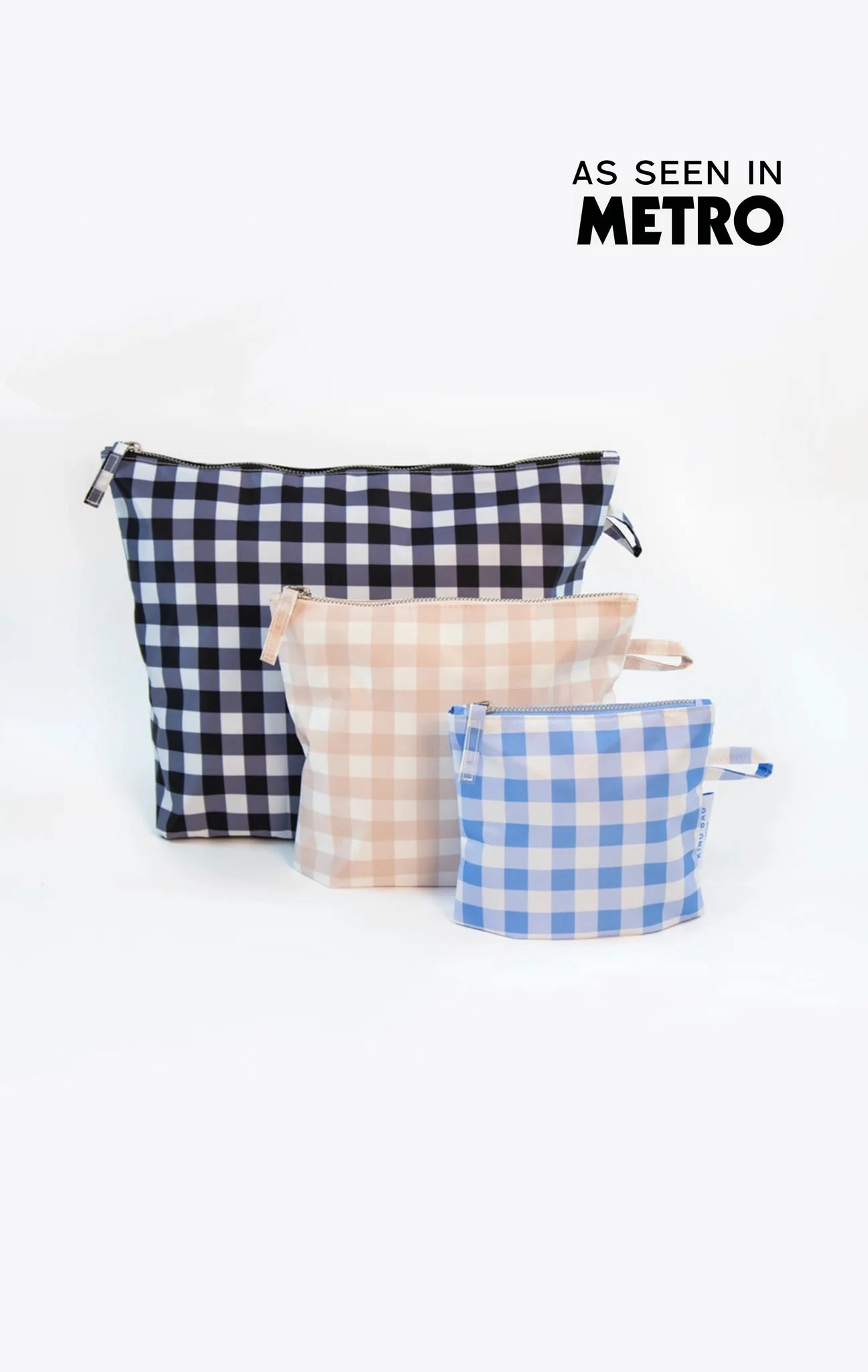 Gingham Pouches - Set of 3