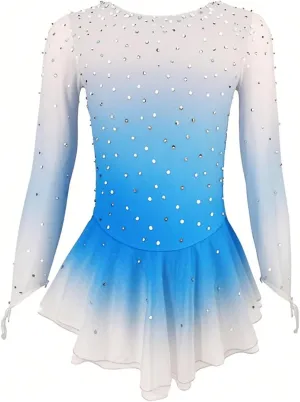 Girls' Pink Figure Skating Dress Show Uniform for Performance and Competition