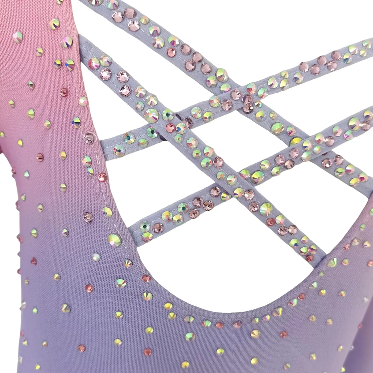 Girls' Pink Figure Skating Dress Show Uniform for Performance and Competition