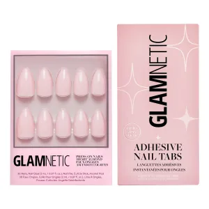 Glamnetic Press-On Nails & Adhesive Nail Tabs - Ballet Pink | Opaque Light Blush Pink Short Almond False Nails | 15 Sizes - 30 Nail Kit with Adhesive Tabs