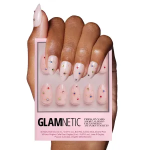 Glamnetic Press On Nails - North Star | Semi-Transparent 3D Multicolor Gems Short Almond False Nails, Reusable Stick On Fake Nails with Glue | Salon Quality | 15 Sizes - 30 Nail Kit
