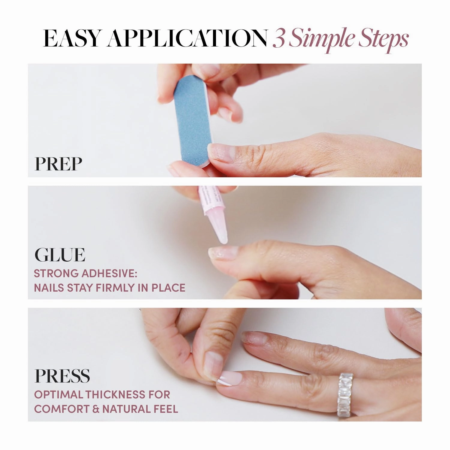 Glamnetic Press On Nails - Fiancéd | Short Almond Fake Nails with a Nude Ombré for Weddings, Glossy Glazed Finish, Reusable | 15 Sizes - 30 Nail Kit with Glue
