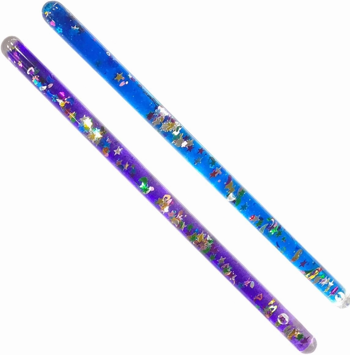 Glitter Wand, Magic Wonder Tube - for Kids, Sensory Room, Kaleidoscope Wand Replacement Two 11" Wonder Wand Sticks (Blue, Purple)