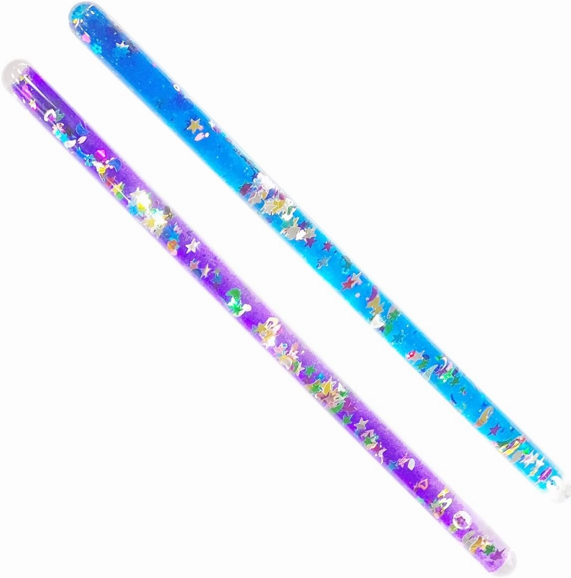 Glitter Wand, Magic Wonder Tube - for Kids, Sensory Room, Kaleidoscope Wand Replacement Two 11" Wonder Wand Sticks (Blue, Purple)