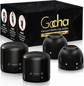 GOCHA | Vacuum Wine & Champagne Preserver Set | Built-in Vacuum Seal Technology | 1.5 inch Silicone Twist Top | Reusable, Leak Proof Cork | (Pack of 4, 2 Wine   2 Champagne)