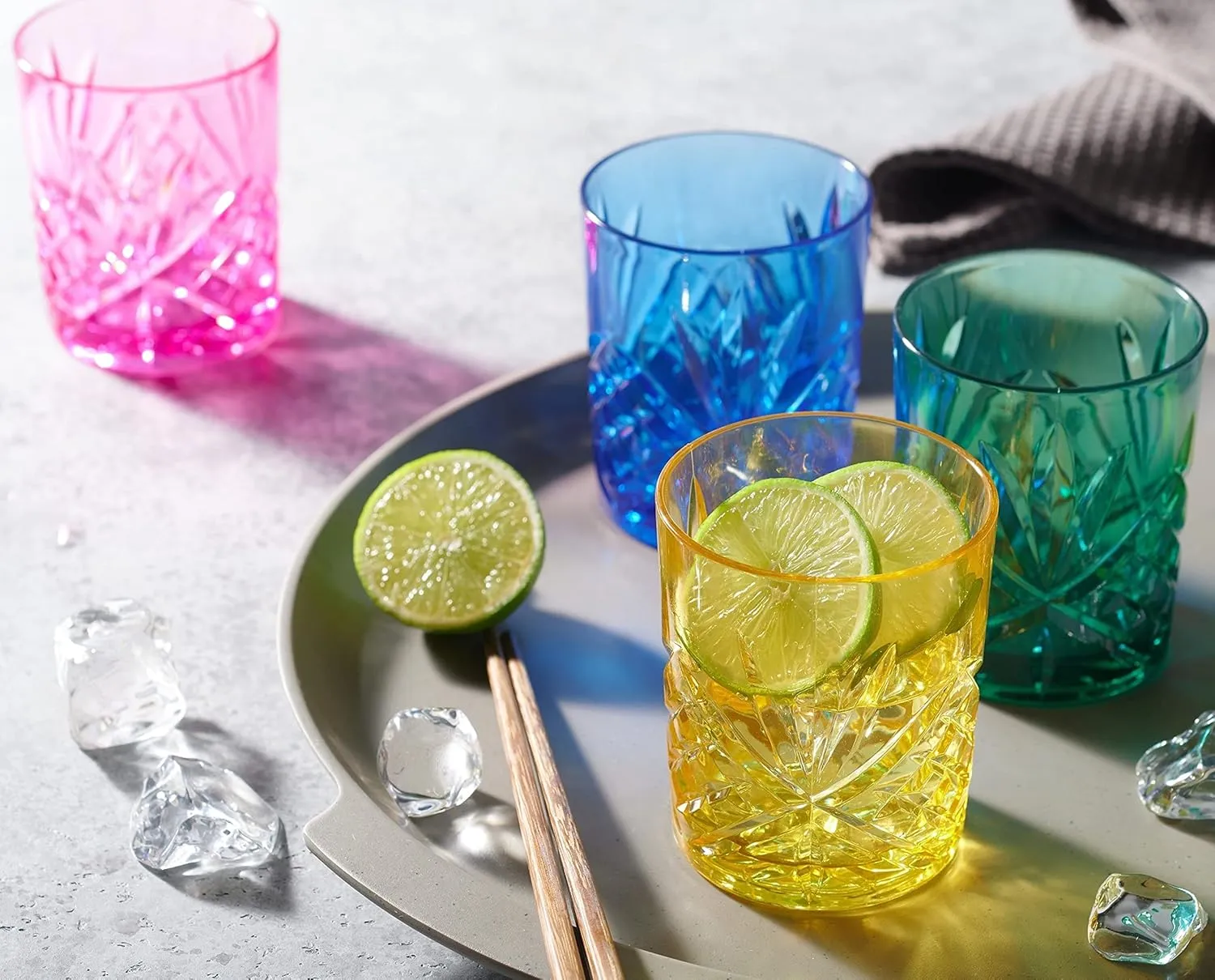 Godinger Acrylic Whiskey Glasses, Beverage Drinking Glasses Cups, Shatterproof and Reusable Tumbler Cups - Dublin Collection, Set of 4