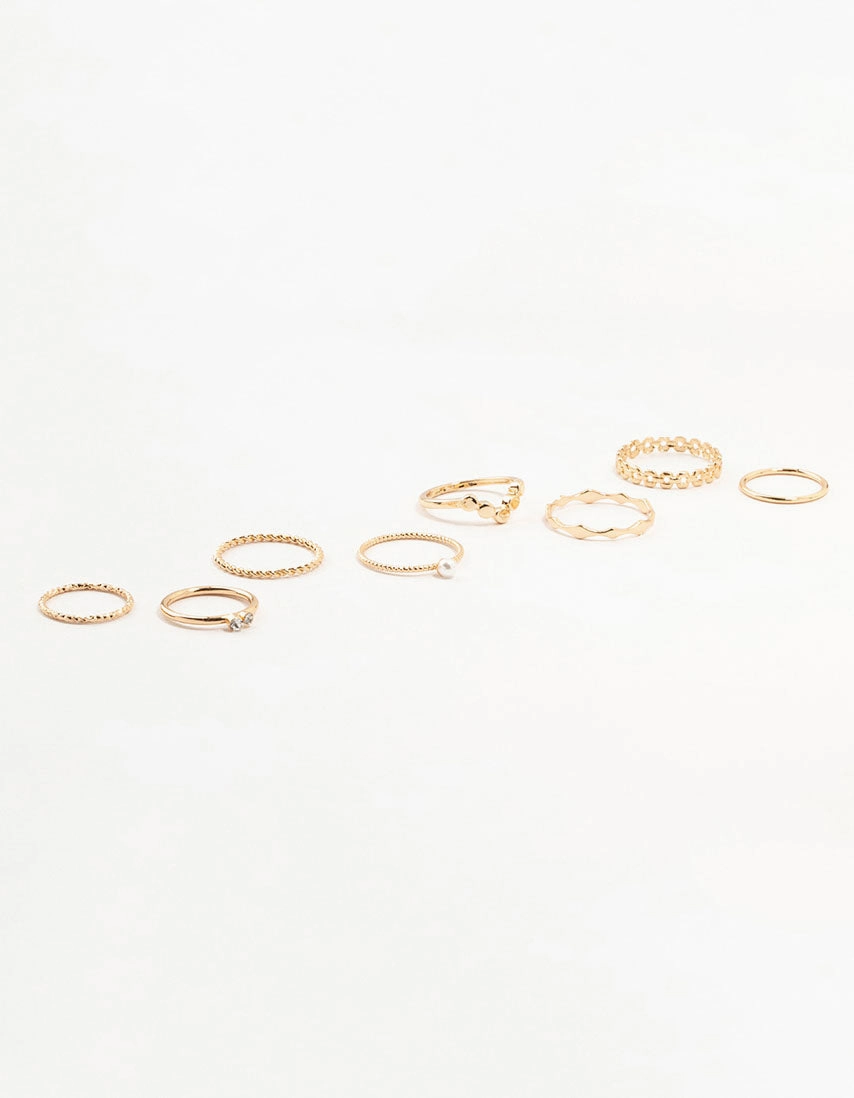 Gold Thin Mixed Stacking Rings 8-Pack