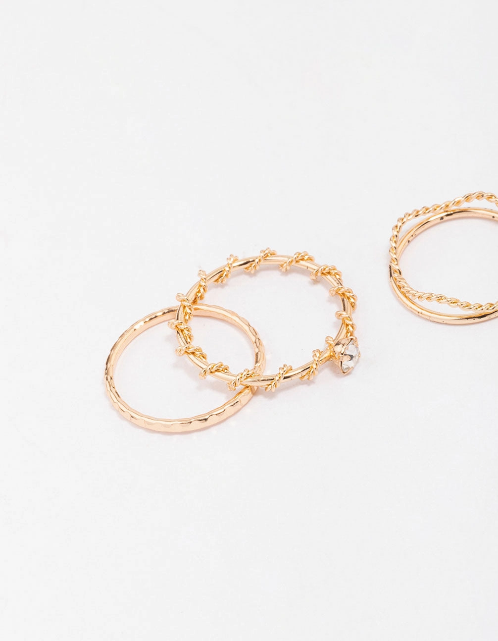 Gold Twisted Flower Stacking Rings 6- Pack