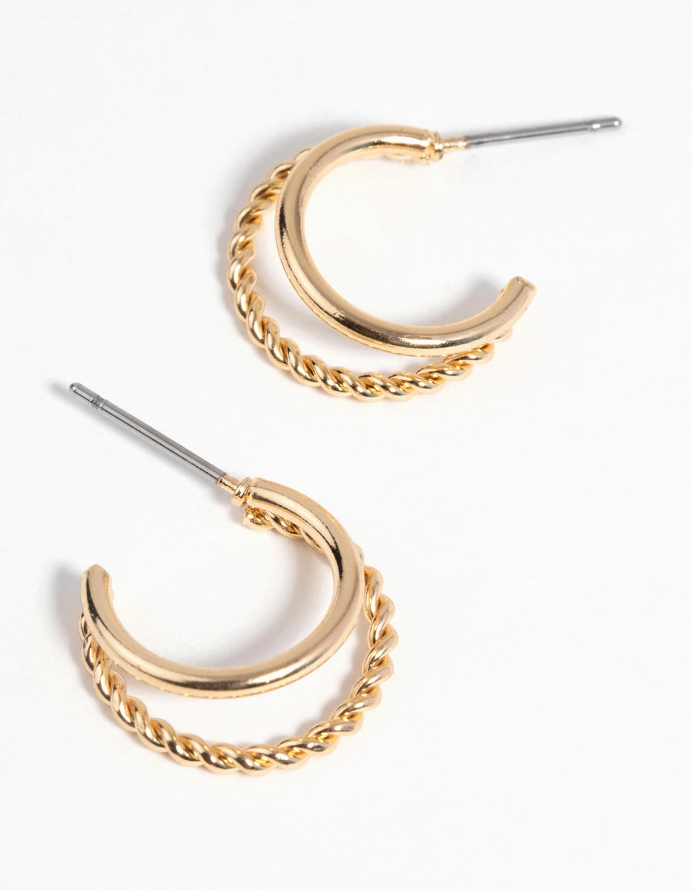 Gold Twisted Huggie Hoop Earrings
