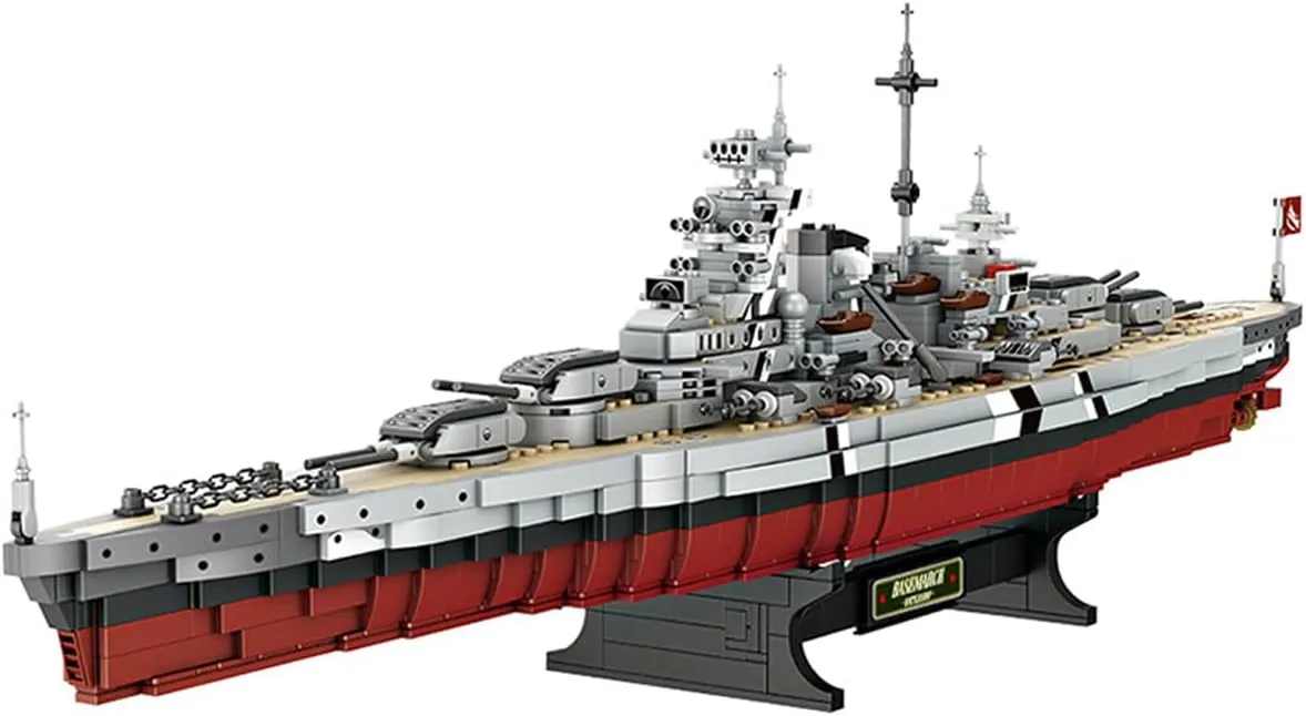 Gonli Bismarck Battleship Building Blocks Set - Germany WW2 Military Building Toys for Boys Age 8-12 - Classic Cruiser Model Bricks - Gifts for Kids and Adults