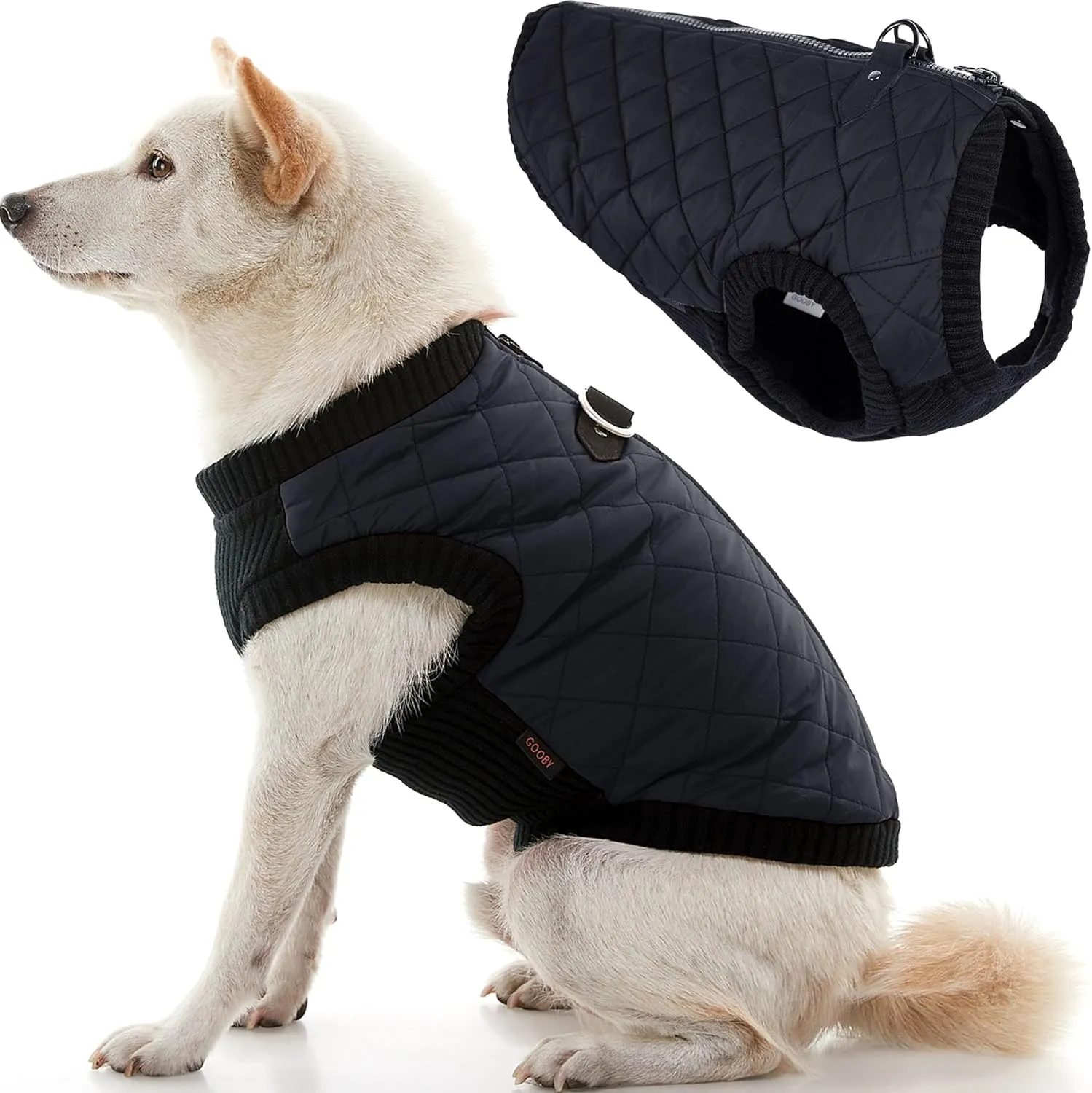 Gooby - Fashion Vest, Small Dog Sweater Bomber Jacket Coat with Stretchable Chest, Black, Small