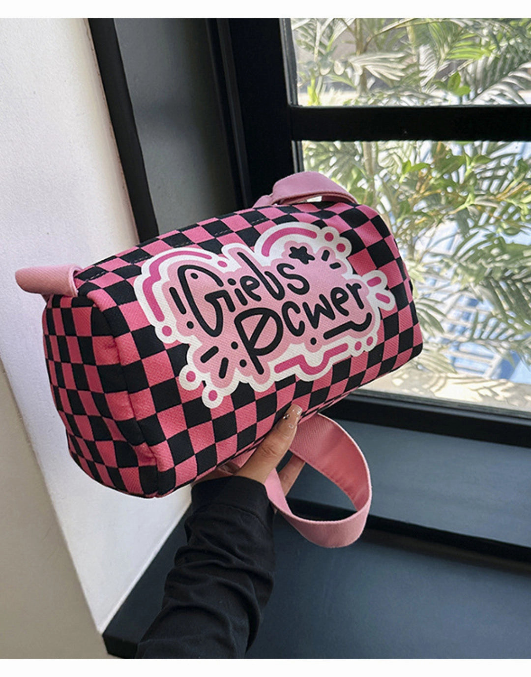 Graffiti canvas bag checkerboard small square bag Purse