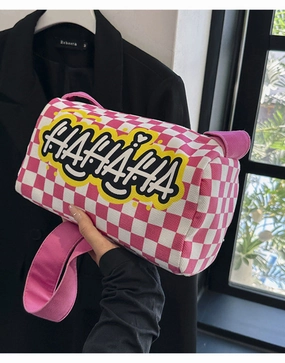 Graffiti canvas bag checkerboard small square bag Purse
