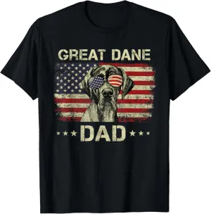 Great Dane Dad Dog Lovers American Flag 4th Of July T-Shirt